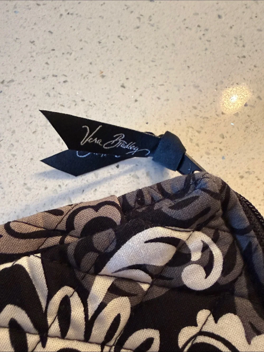 Vera Bradley Quilted Cosmetic Pouch - Black, White & Yellow Floral